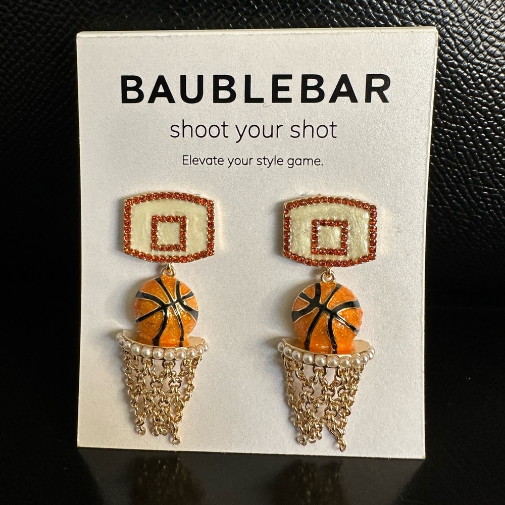 BaubleBar Sporty Hoop Earrings - Orange and Gold